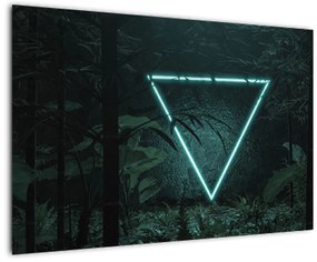Obraz - Neónový trojuholník v jungli (90x60 cm)