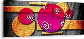 Abstraktný obraz s historickými symbolmi (120x50 cm)