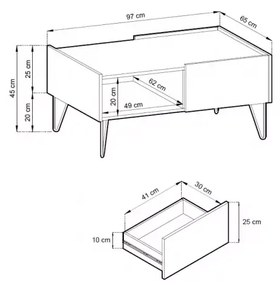 Konferenční stolek Harmony Va 97 cm černý/černý mramor