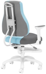 Detská rastúca stolička Neoseat KINDER WHITE PLUS — látka, šedá / svetlo modrá