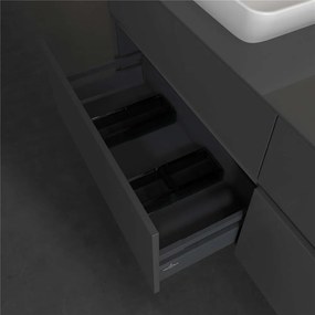 VILLEROY &amp; BOCH Collaro závesná skrinka pod umývadlo na dosku (umývadlo vľavo), 4 zásuvky, 1600 x 500 x 548 mm, Glossy Grey, C12100FP