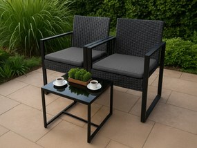 Zahradní sestava Coffi černá/šedá