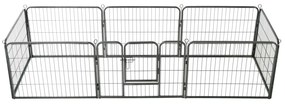 Oceľová ohrádka pre psov s 8 panelmi 60x80 cm čierna