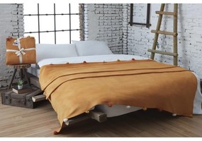 Fleecový pléd v horčicovej farbe 150x200 cm Pom Pom – Mijolnir