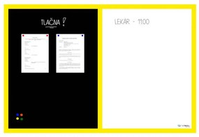 Toptabule.sk KOMB2 Kombinovaná magnetická tabuľa v žltom drevenom ráme 120x90cm