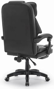 Ergonomická kancelárska stolička HC-1031 z ekokože s podnožkou - čierna