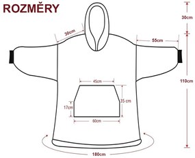 XPOSE® Mikroplyšová mikinová deka s barančekom - vínová