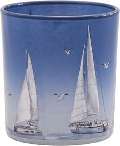 Sklenený svietnik s plachetnicou - Ø 7*8 cm