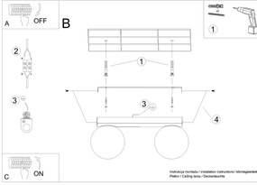 Stropné svietidlo Yoli, 2x biele sklenené tienidlo, w