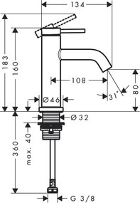 Hansgrohe Tecturis S, stojankový ventil 80 EcoSmart+ na studenú vodu bez odtokovej súpravy, čierna matná, HAN-73313670