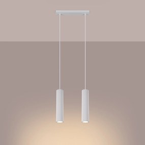 Závesné svietidlo Karbon, 2x biele kovové tienidlo