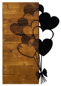 Nástenná drevená dekorácia LOVE BALLOONS hnedá/čierna