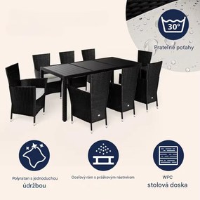 InternetovaZahrada Záhradná ratanová zostava Berlin WPC 1+8 - čierna