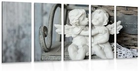5-dielny obraz sošky anjelikov na lavičke - 100x50