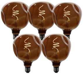 Sada 5 stmievateľných LED žiaroviek E27 T125 hnedá 4W 120 lm 1800K