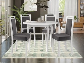 Jedálenský stôl so 4 stoličkami AL18, Morenie: biela, Poťahové látky: 26x - Kronos 22