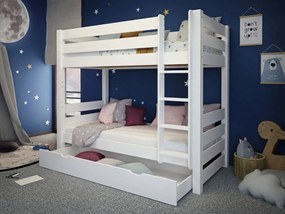 Detská poschodová posteľ z masívu borovice HONZA - 200x90 cm - biela