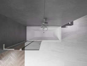 Mexen Velar L, 2-krídlová posuvná vaňová zástena 85 x 150 cm, 8mm šedé sklo, brúsená oceľ, 896-085-003-41-97