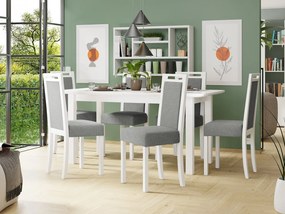 Rozkladací stôl so 6 stoličkami AL10, Morenie: biela, Poťahové látky: Hygge D91