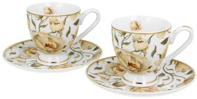 Porcelánová šálka na nohe s podšálkou English Roses White 90 ml sada 2ks