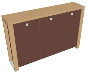 Stredná skriňa Verno+ S 200 x 46 x 130 cm, sklenené dvere, dub svetlý / hnedá