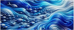 Obraz – Ryby vo vlnách (120x50 cm)