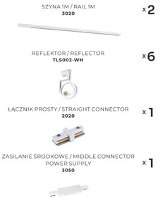 Zuma Line 3054 - Bodové svietidlo v lištovom systéme MASTER 6xGU10/10W/230V biela