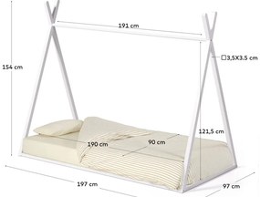 Biela domčeková detská posteľ z bukového dreva s roštom 90x190 cm Maralis – Kave Home