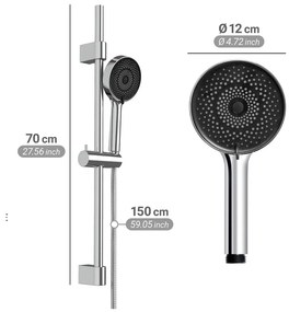 Sprchová súprava z nehrdzavejúcej ocele v striebornej farbe s ručnou sprchou/posuvný držiak 70 cm Softwater – Wenko