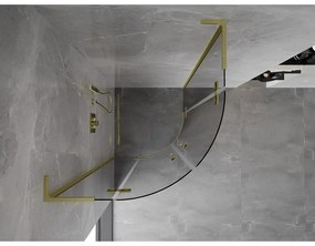 Mexen Mist L, štvrťkruhový sprchový kút s 2-krídlovými dverami, 90 x 90 cm, číre sklo, zlatý matný profil, 8A33L-090-090-55-00