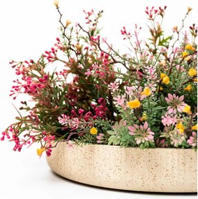 Dekoračná miska ORYVEN, sklolaminát s drážkami, priemer 30 cm, béžová