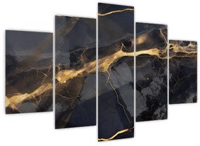 Obraz - Čierno - zlatý dekor (150x105 cm)
