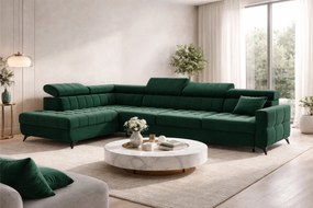 Rohová sedačka Nardo Maxi s rozkladom ľavostranná - zelený zamat Bluvel 78