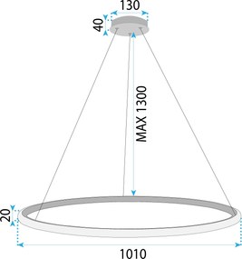 Toolight Toolight, závesné svietidlo 100cm, 61W, 3000K, LHJ003-CP, zlatá lesklá, OSW-50001