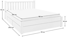 Manželská posteľ 180 cm Luciusa (biela) . Vlastná spoľahlivá doprava až k Vám domov. 1101137