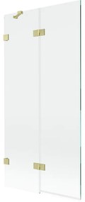 Mexen Lunar, 2-krídlová vaňová zástena ľavá 90 x 150 cm, číre sklo, zlatá matná, 897-090-100-55-00-L