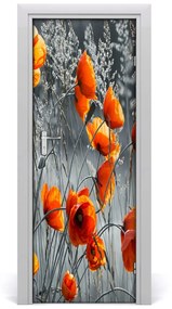 Samolepiace fototapety na dvere pole mak 75x205 cm