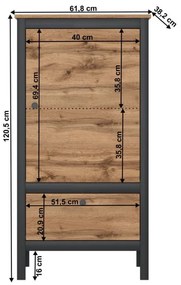 Kondela Komoda 1D1S/60, dub wotan/čierna, LOFTA