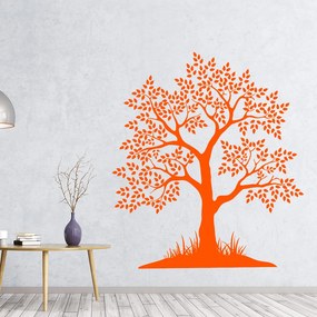 Veselá Stena Samolepka Strom s listami Farba: oranžová, Veľkosť: 100 x 108 cm