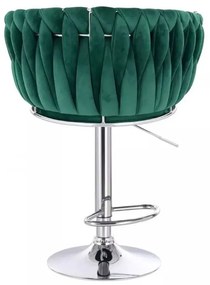 LuxuryForm DESIGN Barová stolička NORDEN VELUR na striebornom tanieri - zelená