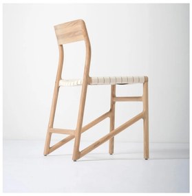 Jedálenská stolička z masívneho dubového dreva s bielym sedadlom Gazzda Fawn