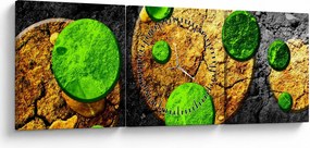 Obraz abstrakcie - Guľa (s hodinami) (90x30 cm)
