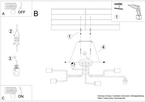 Stropné svietidlo Vector 6, biele telo svietidla