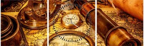 Obraz - Historické pomôcky námorníkov (s hodinami) (90x30 cm)