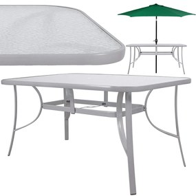 PreHouse Záhradný stôl 150cm: kov + sklo, šedý