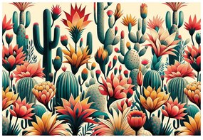 Tapeta farebné kaktusy v púšti