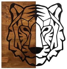 Nástenná dekorácia 56x58 cm tyger drevo/kov