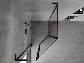 Mexen Mist L, päťuholníkový sprchový kút s krídlovými dverami, 80 x 90 cm, 8mm číre sklo, čierny profil, 8A8L-080-090-70-70-L