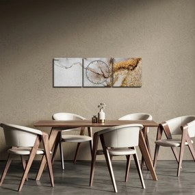 Obraz - Mramorový atrament (s hodinami) (90x30 cm)