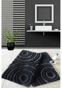 Čierne kúpeľňové predložky v súprave 3 ks 100x60 cm Wave – Foutastic